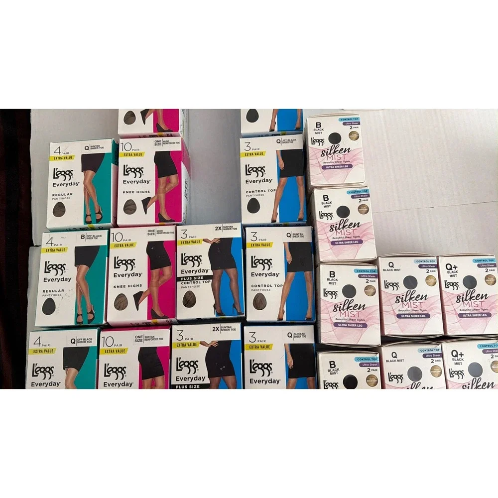 32pc L'eggs Hosiery Lot Sheer Energy Silken Mist Everyday Pantyhose Knee Highs